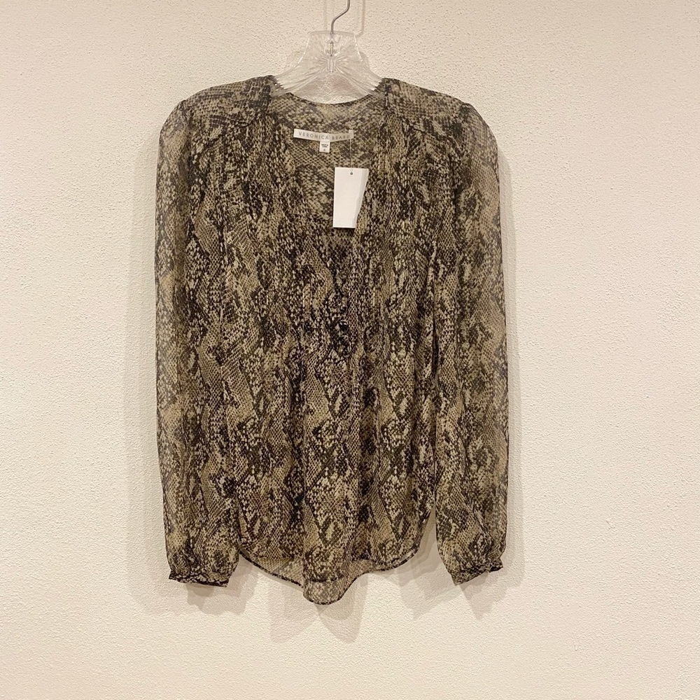 New Veronica Beard Lowell Python-Print Blouse Siz… - image 2